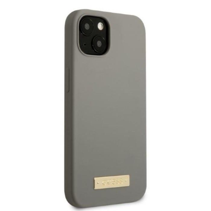 Guess - Guess iPhone 13 Mini Skal MagSafe Silicone Logo Plate - Grå