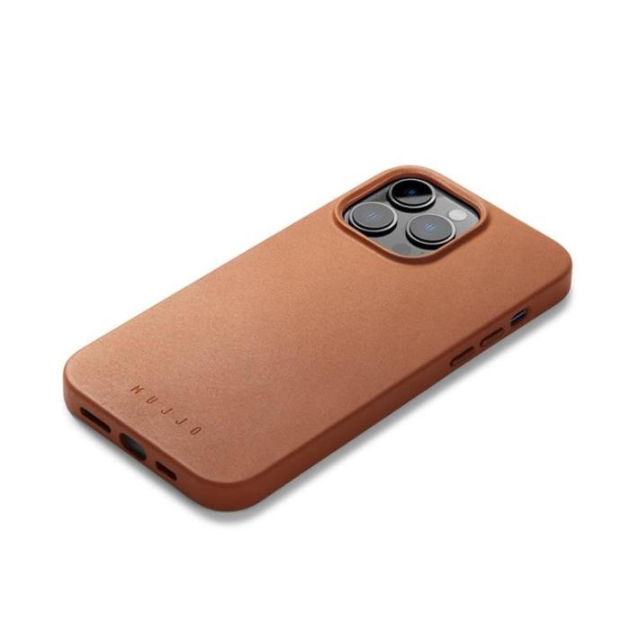 Mujjo - Mujjo iPhone 14 Pro Max Skal Magsafe Full Läder - Tan
