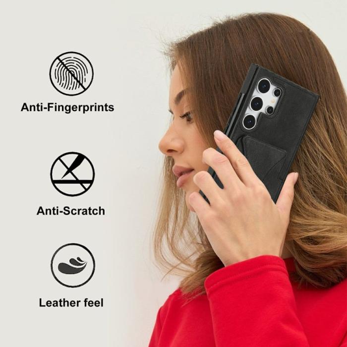 OEM - Mobilfodral för Samsung Galaxy S26 Ultra Konstläder + TPU - Svart