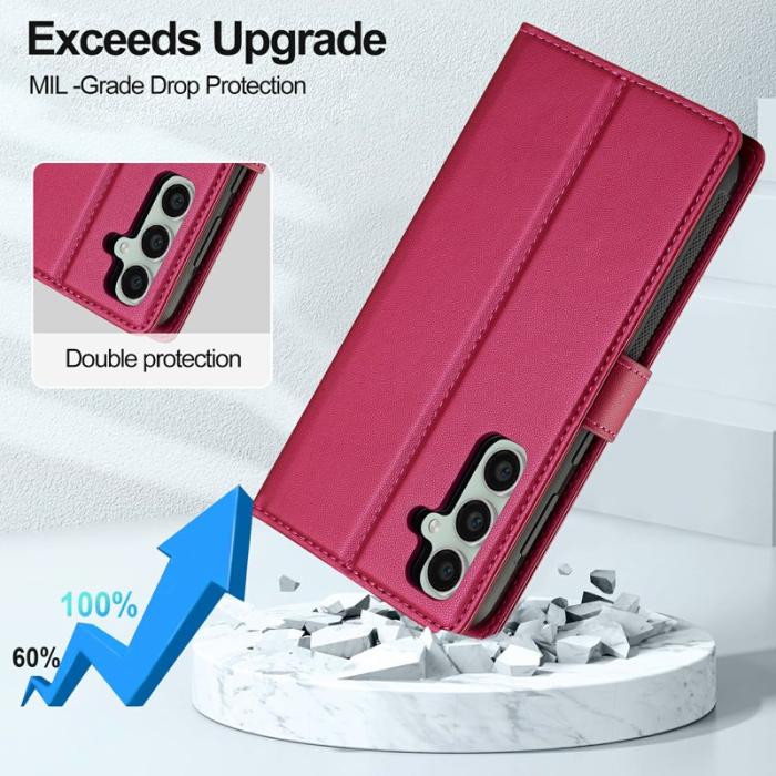 LC.imeeke - LC.IMEEKE Plånboksfodral för Samsung Galaxy S26 Konstläder Magnetiskt - Röd