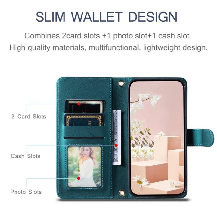 OEM - Plånboksfodral för Samsung Galaxy S26 Konstläder med axelrem - Grön