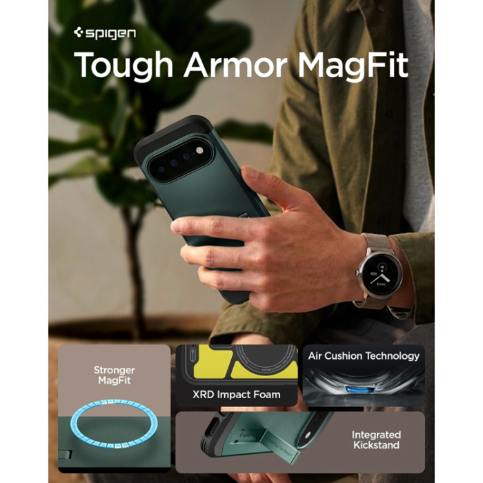 Spigen - Spigen Mobilskal För Google Pixel 11 Pro Magsafe Tough Armor - Abyss Grön