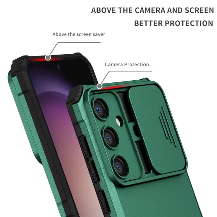 OEM - Mobilskal för Samsung Galaxy S26 Kamera Skydd PC + TPU - Svartgrön