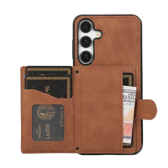 OEM - Mobilskal för Samsung Galaxy S26 TPU + Konstläder Kickstand - Brun
