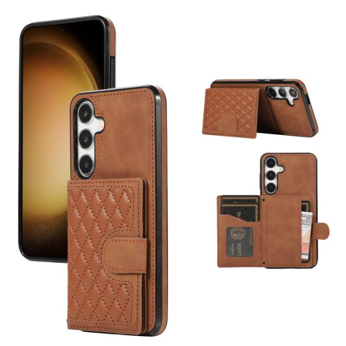 OEM - Mobilskal för Samsung Galaxy S26 TPU + Konstläder Kickstand - Brun