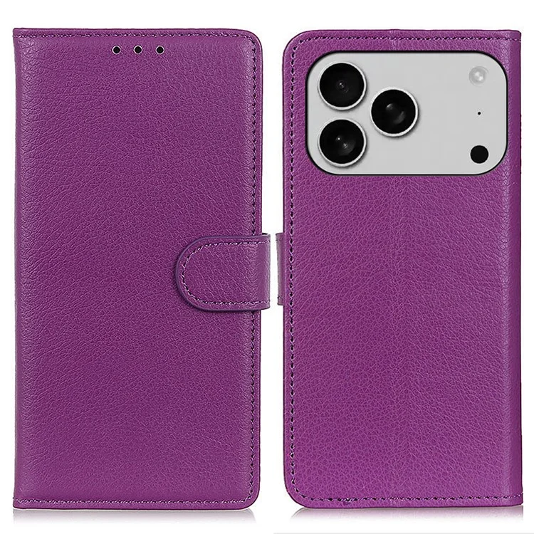 iPhone 17 Pro Max Plånboksfodral Litchi Texture - Lila | 2353 | AlltMobil