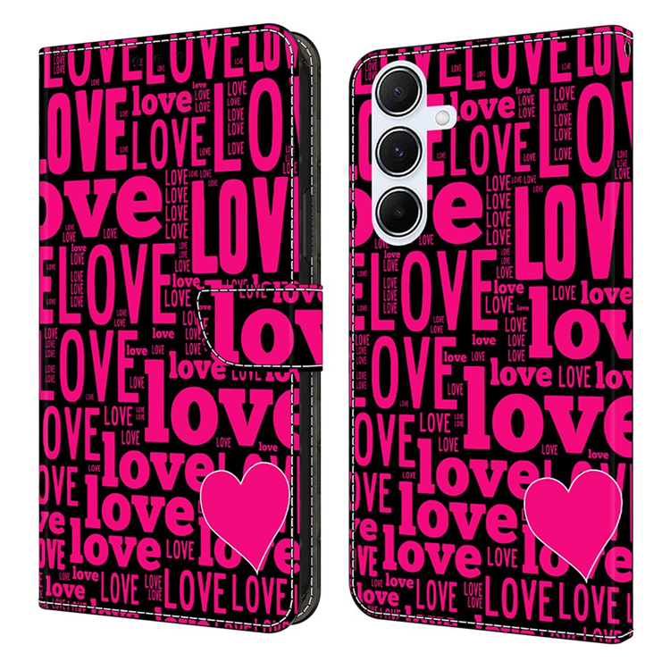 Galaxy A17/A26 Plånboksfodral Konstläder Pattern Printing (Rosa/Svart) | 2353 | AlltMobil