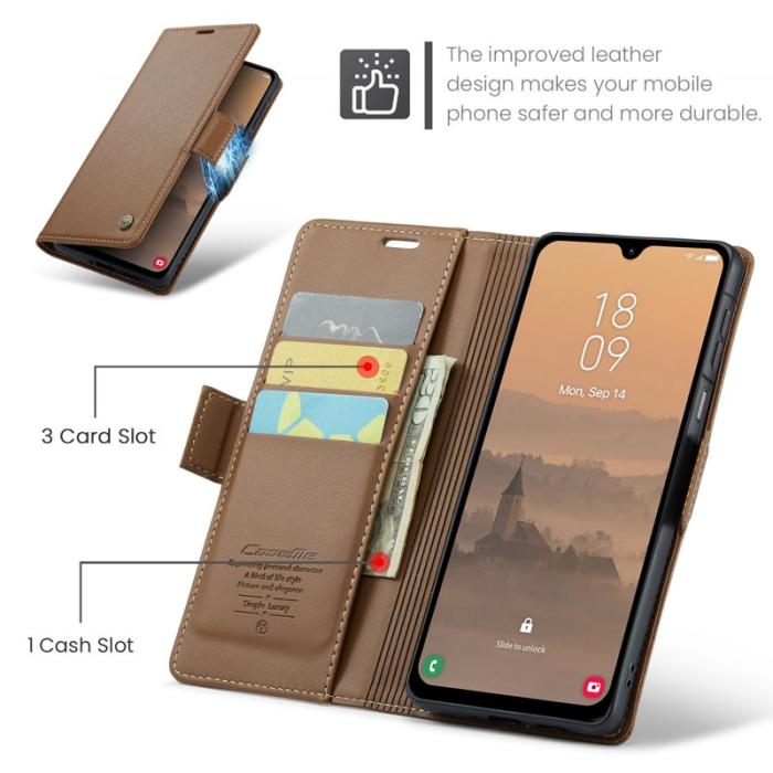 Caseme - CASEME 023 Series Konstläder Plånboksfodral för Samsung Galaxy A17 5G/4G - Brun