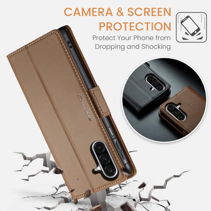 Caseme - CASEME 023 Series Konstläder Plånboksfodral för Samsung Galaxy A17 5G/4G - Brun