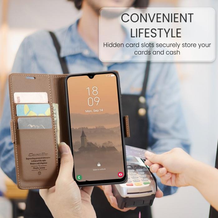 Caseme - CASEME 023 Series Konstläder Plånboksfodral för Samsung Galaxy A17 5G/4G - Brun