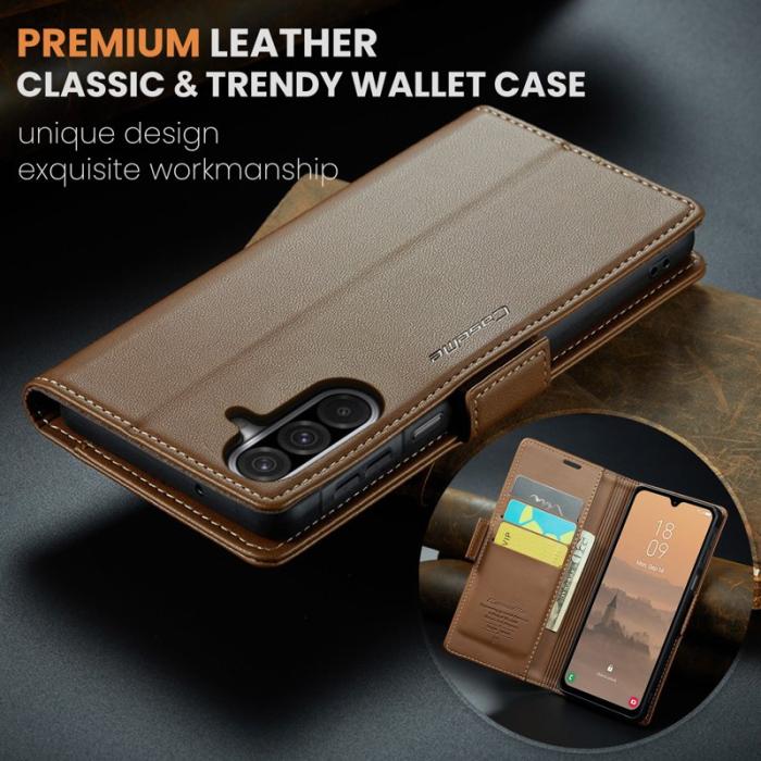 Caseme - CASEME 023 Series Konstläder Plånboksfodral för Samsung Galaxy A17 5G/4G - Brun