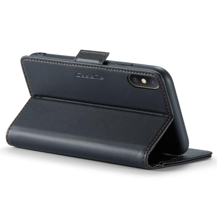 Caseme - CASEME Series Plånboksfodral Konstläder för iPhone XS - Svart
