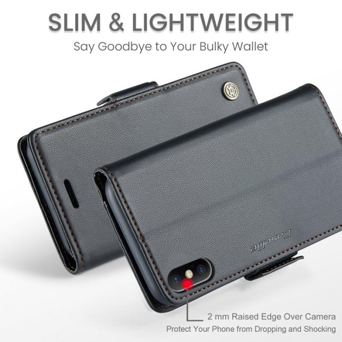Caseme - CASEME Series Plånboksfodral Konstläder för iPhone XS - Svart