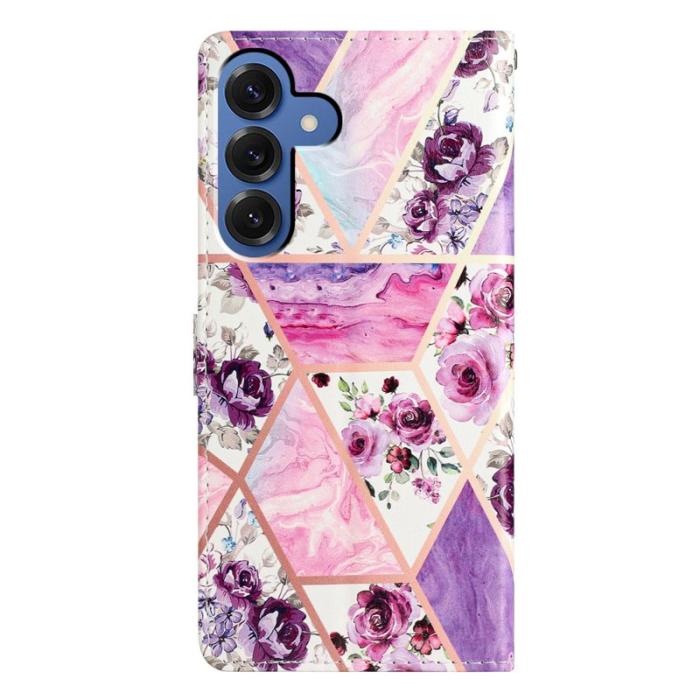 OEM - Samsung Galaxy S26 Plus Plånboksfodral Konstläder Ställ Lila Blommor
