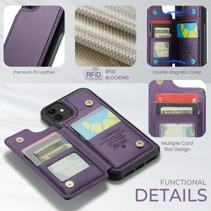 Caseme - CASEME C22 iPhone 11 Fodral Konstläder med RFID, Lila