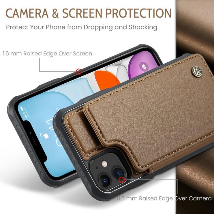 Caseme - CASEME C22 iPhone 11 Fodral KonstLäder RFID-Skydd - Brun