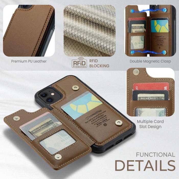 Caseme - CASEME C22 iPhone 11 Fodral KonstLäder RFID-Skydd - Brun