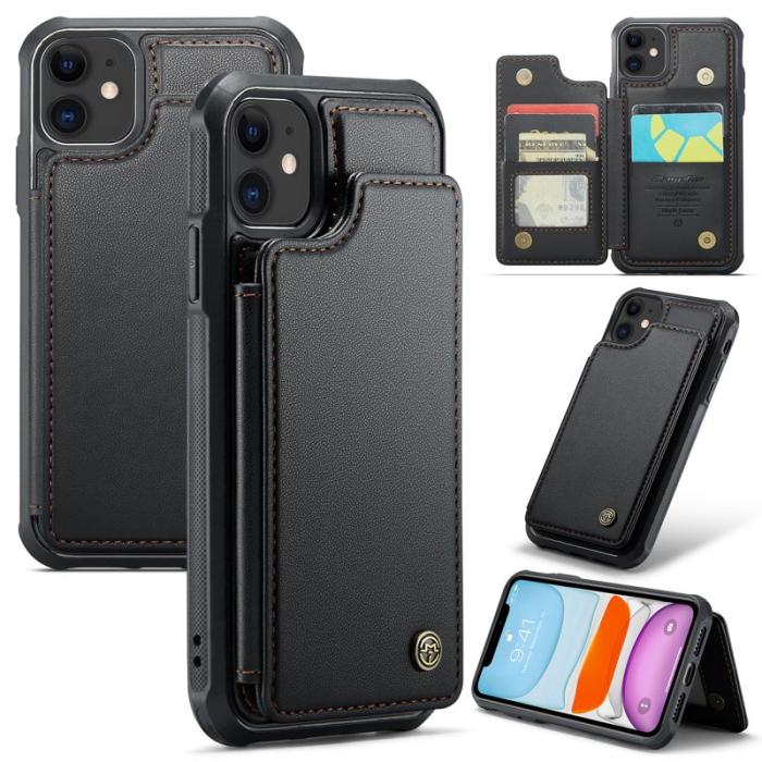 Caseme - CASEME C22 iPhone 11 Fodral Konstläder med RFID, Svart