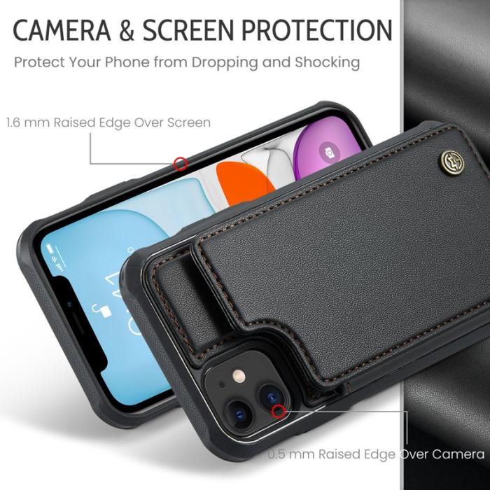 Caseme - CASEME C22 iPhone 11 Fodral Konstläder med RFID, Svart