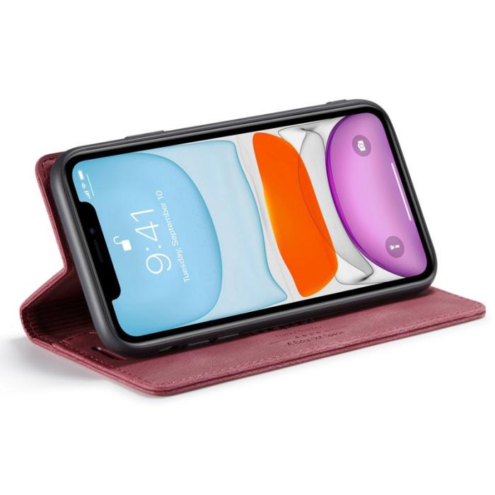 AUTSPACE - AUTSPACE A01 iPhone 11 Pro Plånboksfodral Konstläder - Röd