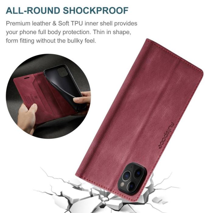 AUTSPACE - AUTSPACE A01 iPhone 11 Pro Plånboksfodral Konstläder - Röd