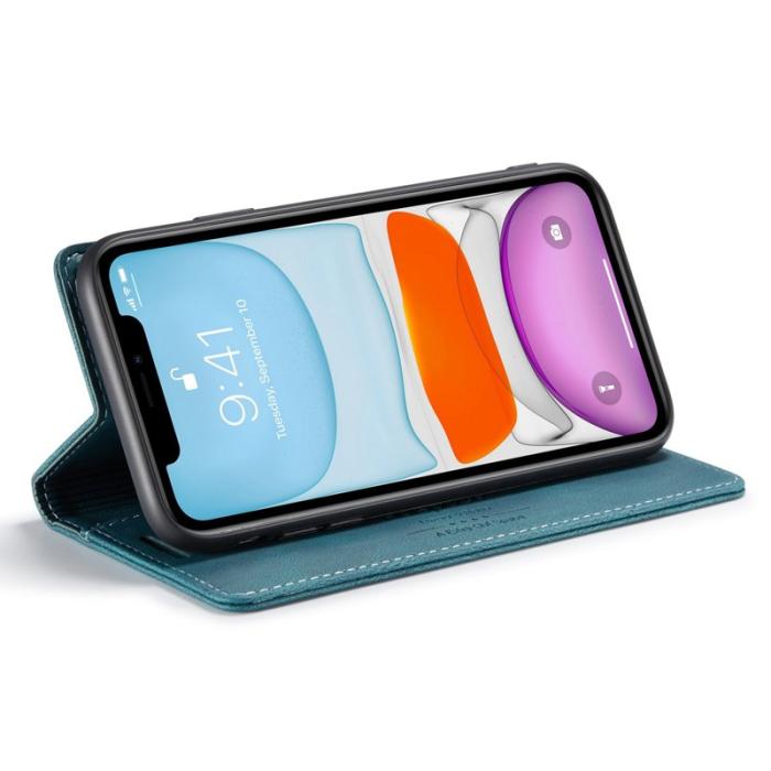 AUTSPACE - AUTSPACE A01 iPhone 11 Pro Max Plånboksfodral Konstläder - Blå