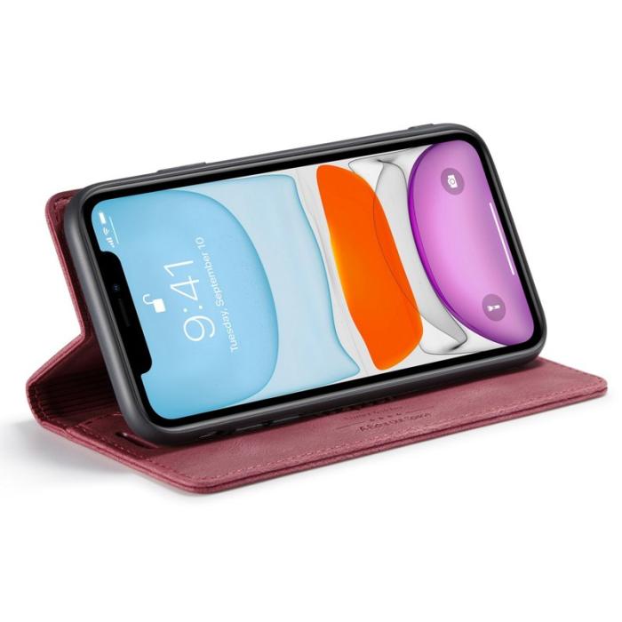 AUTSPACE - AUTSPACE A01 iPhone 11 Pro Max Plånboksfodral Konstläder - Röd