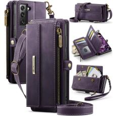 Caseme - CASEME Konstl&auml;der Pl&aring;nboksfodral till Samsung Galaxy S21 FE 5G Lila
