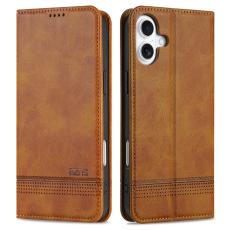AZNS - AZNS iPhone 16 Plus Pl&aring;nboksfodral Konstl&auml;der - Brun