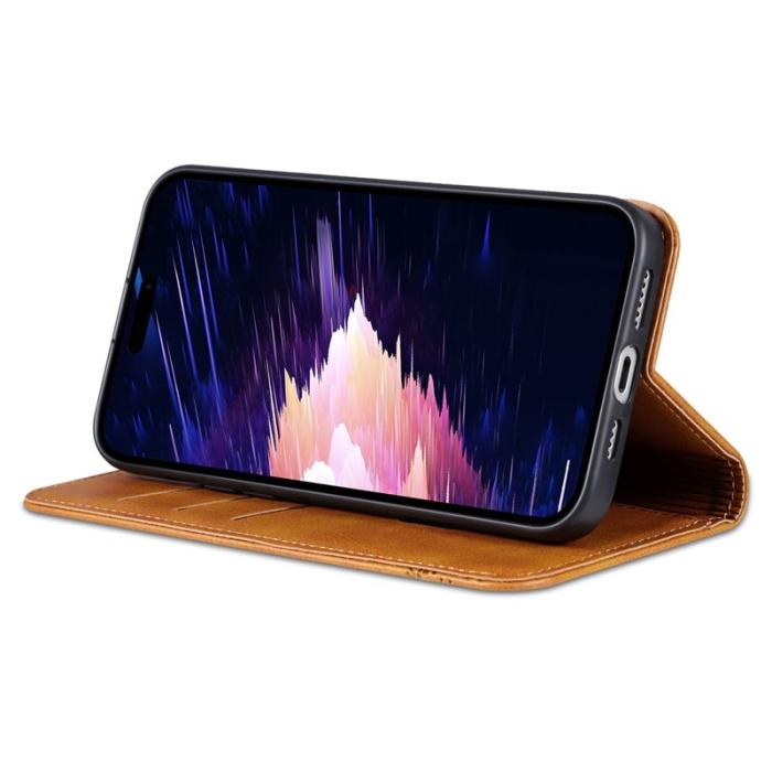 AZNS - AZNS iPhone 16 Plus Plånboksfodral Konstläder - Brun