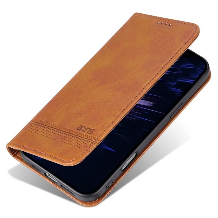 AZNS - AZNS iPhone 16 Plus Plånboksfodral Konstläder - Brun