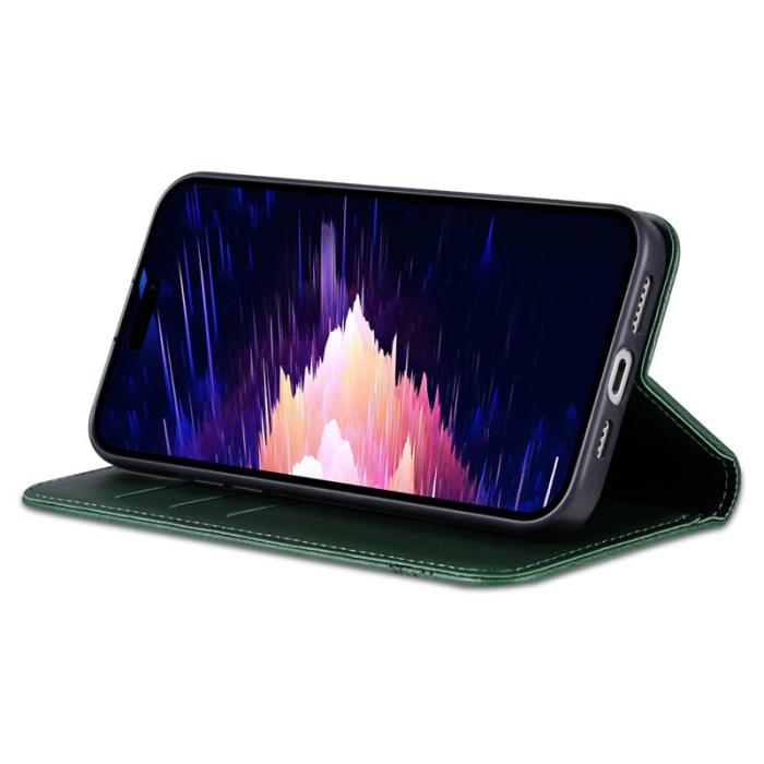 AZNS - AZNS iPhone 16 Plus Plånboksfodral Konstläder - Grön