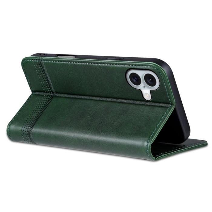 AZNS - AZNS iPhone 16 Plus Plånboksfodral Konstläder - Grön