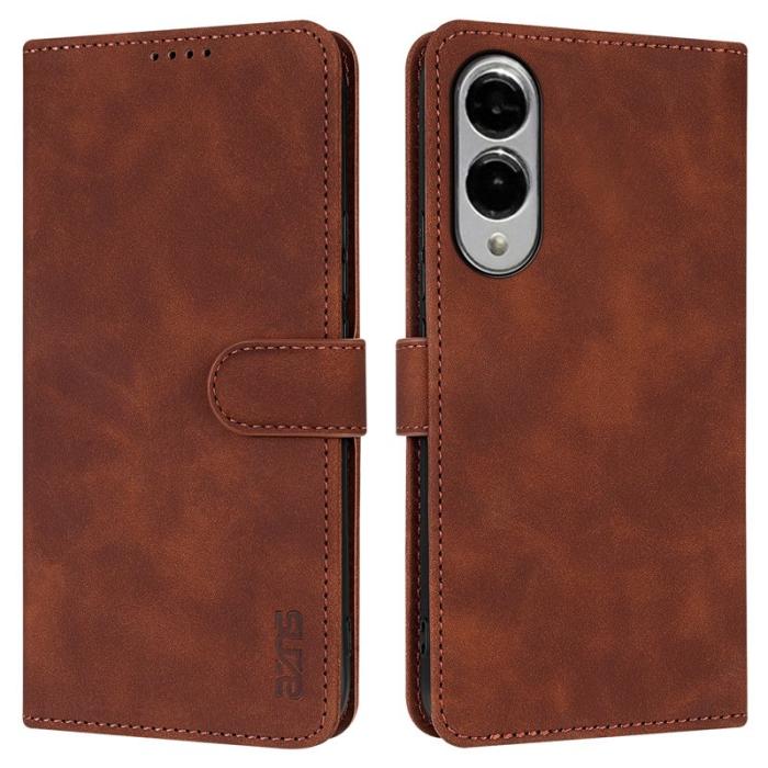 AZNS - AZNS Samsung Galaxy S25 Edge Plånboksfodral Konstläder - Brun