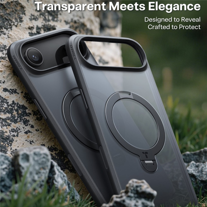 Torras - TORRAS iPhone Air Mobilskal MagSafe Rotating Kickstand - Svart