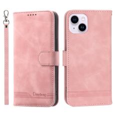 DIERFENG - DIERFENG DF-03 Pl&aring;nboksfodral i Konstl&auml;der f&ouml;r iPhone 15 Plus - Rosa