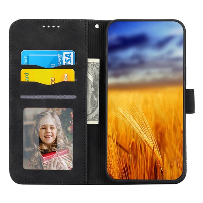 DIERFENG - DIERFENG DF-03 Plånboksfodral i Konstläder för iPhone 15 Plus - Svart