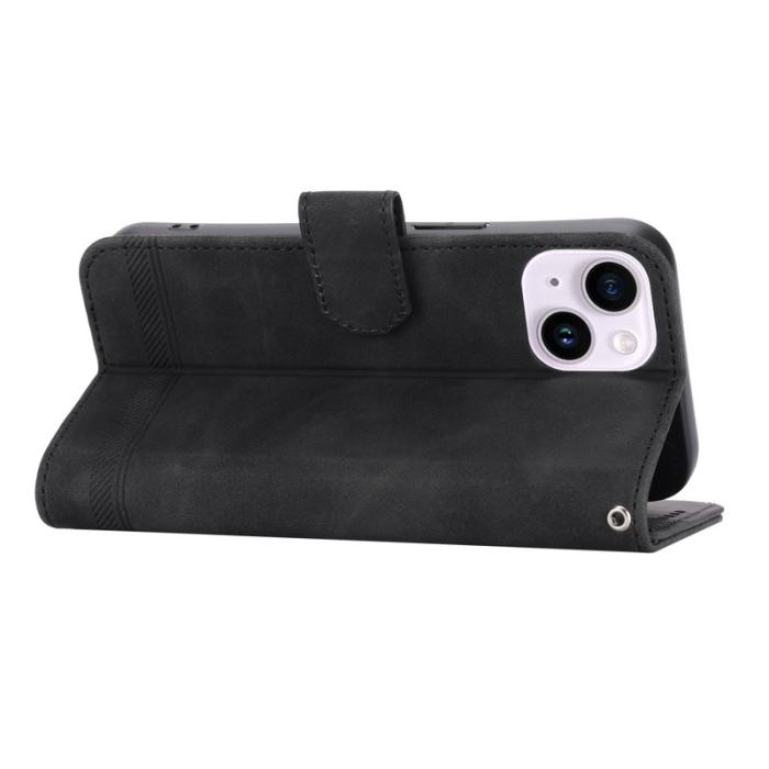 DIERFENG - DIERFENG DF-03 Plånboksfodral i Konstläder för iPhone 15 Plus - Svart