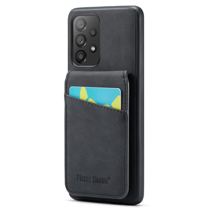 FIERRE SHANN - FIERRE SHANN Back Fodral Samsung Galaxy A73 5G KonstLäder - Svart