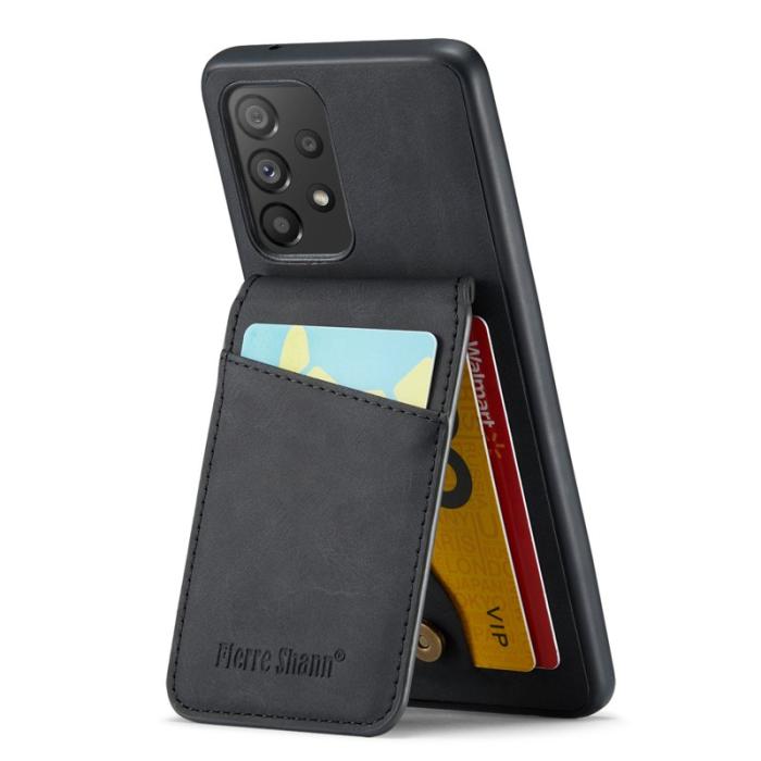 FIERRE SHANN - FIERRE SHANN Back Fodral Samsung Galaxy A73 5G KonstLäder - Svart