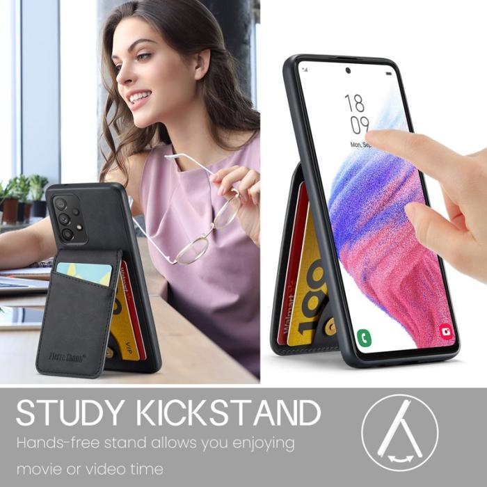 FIERRE SHANN - FIERRE SHANN Back Fodral Samsung Galaxy A73 5G KonstLäder - Svart