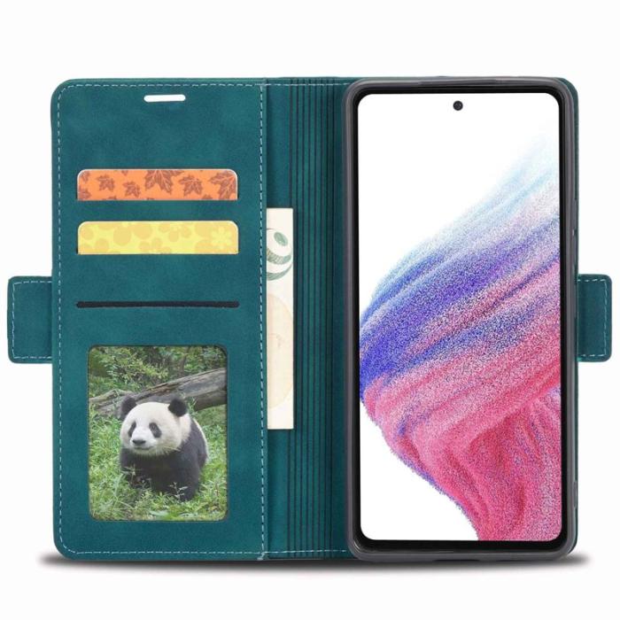 FORWENW - FORWENW F3-Series Konstläder Plånboksfodral för Samsung Galaxy A32 5G - Cyan