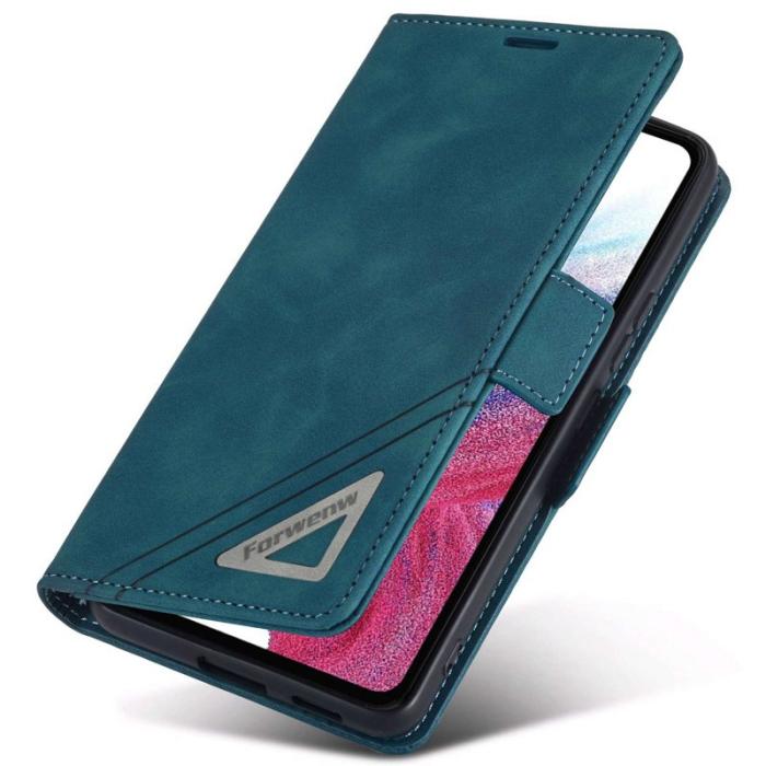FORWENW - FORWENW F3-Series Konstläder Plånboksfodral för Samsung Galaxy A32 5G - Cyan