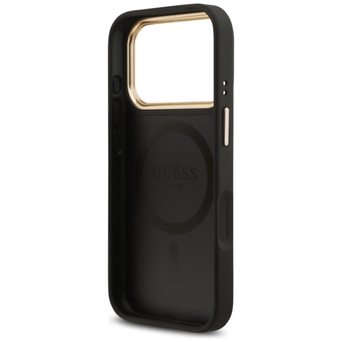 Guess - Guess iPhone 17 Pro Max Mobilskal Magsafe Grained Strass Logo - Svart