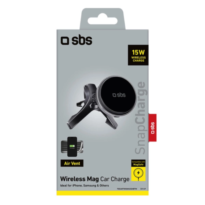 SBS - SBS Mobilhållare Ventilationsgaller Magsafe Med trådlös laddare - Svart