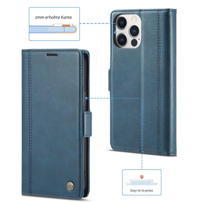 LC.imeeke - LC.IMEEKE iPhone 16 Pro Plånboksfodral Konstläder - Blå