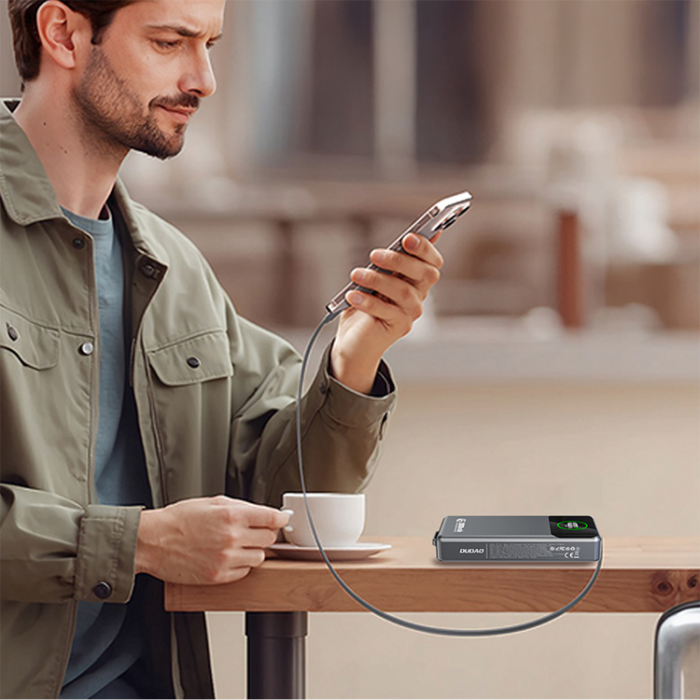Dudao - Dudao Powerbank 20000mAh 45W med Inbyggda Utdragbar USB-C Kabel K31 Pro - Grå