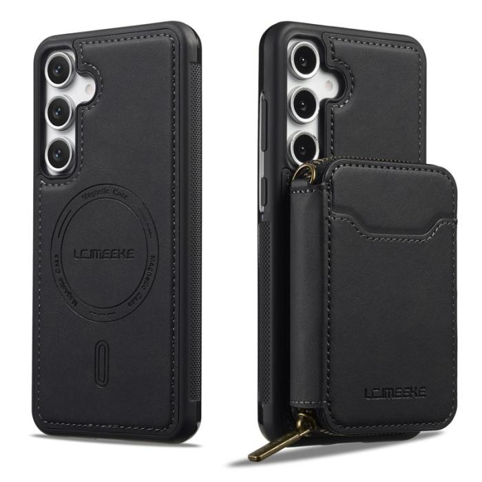 LC.imeeke - LC.IMEEKE L6 för Samsung Galaxy S23 FE Konstläder Plånboksfodral - Svart