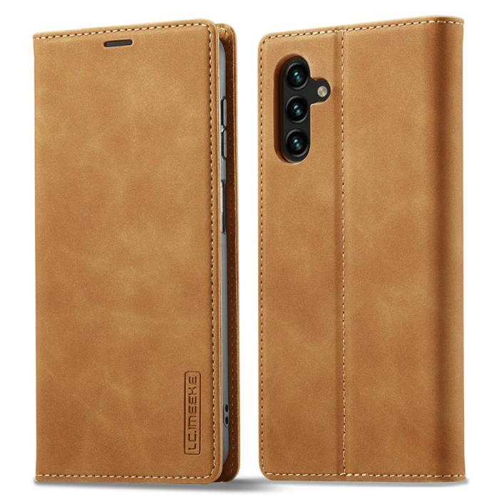 LC.imeeke - LC.IMEEKE Samsung Galaxy A34 5G Plånboksfodral Konstläder - Brun