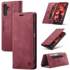 AUTSPACE - AUTSPACE A01 Flip Leather Fodral f&ouml;r Samsung Galaxy A14 - R&ouml;d